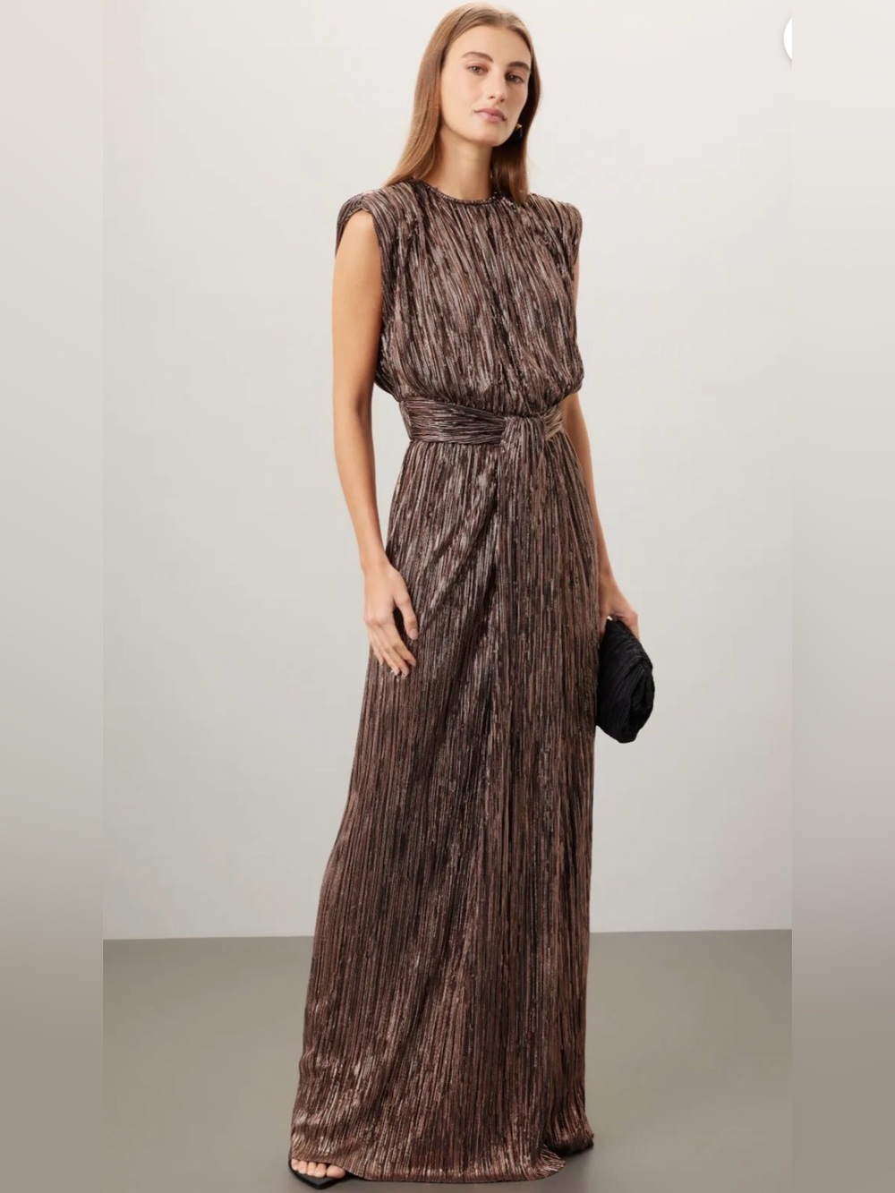 Sabina Musayev Sivian Dress
Metallic Brown Pleated Evening Gown size Large. - Picture 2 of 12